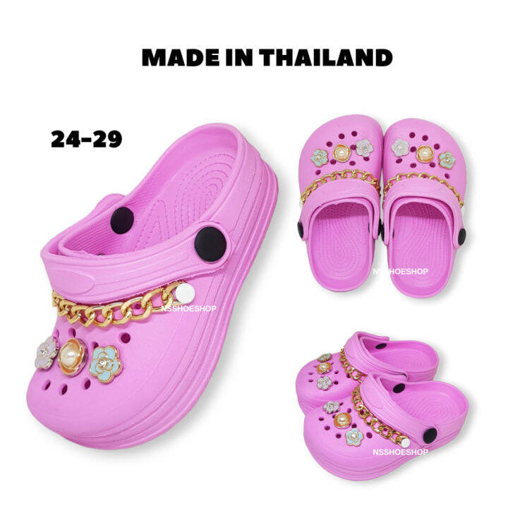 รองเท้าหัวโตเด็กผู้หญิง-clog-โซ๋-b-2022-size-24-29