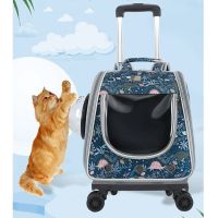 The new pet pull rod bags out portable package cat dog backpack large capacity air folding