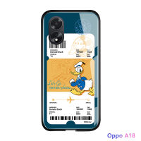 เคสใส่โทรศัพท์สำหรับ OPPO A38 A18การ์ตูนมิกกี้ตั๋วเครื่องบินสุดสร้างสรรค์เคสฝาหลังรูป Minie Mouse โดนัลด์เดซี่เป็ดปลอกกระจกนิรภัยมันวาว