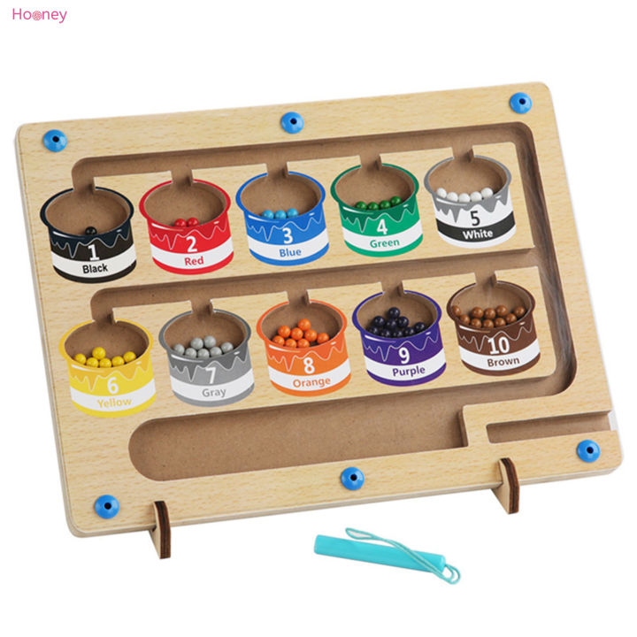 hooney-เกมกระดานบล็อกไม้สำหรับเด็ก-kids-toys-จัดหมวดหมู่สีแม่เหล็กแบบนำกลับมาใช้ใหม่ได้ทนทานสำหรับของเล่นเพื่อการศึกษาปฐมวัย