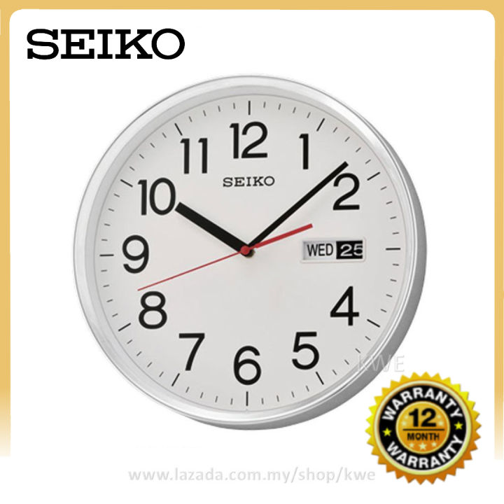 100% ORIGINAL SEIKO Day Date Calendar Analogue Silver Black Wall Clock 30cm  QXF104 (QXF104A, QXF104S) [Jam Dinding] Malaysia | Lazada