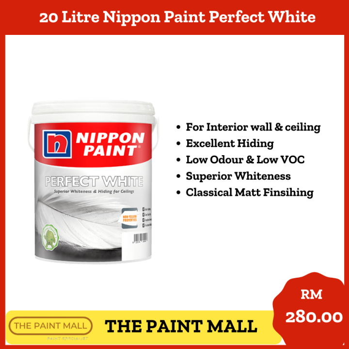 20L Nippon Paint Perfect White ( For Interior Wall & Ceiling) 20L