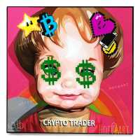 รูปภาพ CRYPTO TRADER คริปโต เทรดเดอร์ Cartoon รูปภาพ​ติด​ผนัง​ pop art พร้อมกรอบและที่แขวน แต่งบ้าน ของขวัญ การ์ตูน กรอบรูป