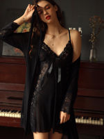 Pajamas Set y Nightie Large Size Robe and Suspender Skirt Thin Mesh Transparent Lace Pajamas for Women Plus Size Sleepwear