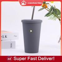 With Cover Straw Coffee Cup Dull Polish Double Walled Cup High-Quality Straw Cup Cute Tableware High-Capacity Rubber Water Cup