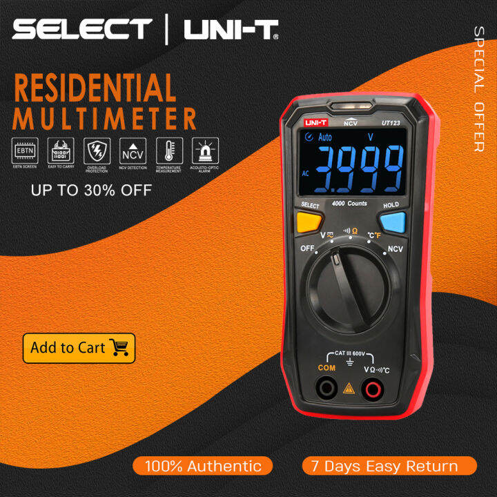 UNI-T UT123 Digital Multimeter Pocket Size Residential Multimetro AC DC ...