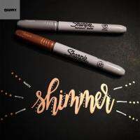 แก้วโลหะ QIANNY 1.0มม. เขียนน้ำมันเงินปากกาสีเมทัลลิกปากกามาร์กเกอร์ถาวร Sharpie ทอง