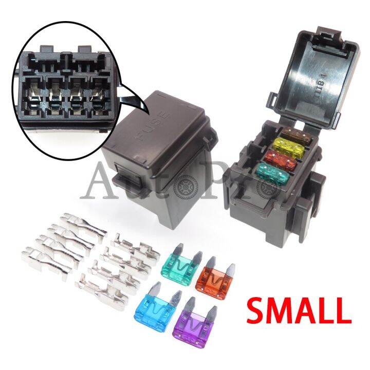 1 Set 4Ways Small Automobile Fuse Block Assembly Blade Type Fuses Box