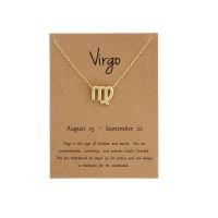 12 Conslation Zodiac Sign Pendant Necklace Gold Short Chain Choker Leo Li Necklaces for Womens Girl Jewelry Gift Wholesale