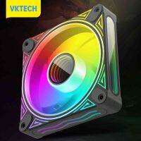 Vktech หม้อน้ำเคสคอมพิวเตอร์120มม.,พัดลมระบายความร้อน30ดวงตัวแชสซีเรืองแสงได้23dB 12V 4PIN PWM สำหรับเดสก์ทอปคอมพิวเตอร์ควบคุมอุณหภูมิอัจฉริยะอัตโนมัติ