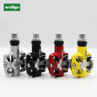 Wellgo WM001โลหะผสมแมกนีเซียมสากลเกลียว PortRed เงินสีดำสีเหลืองล็อคตัวเองจักรยานเสือภูเขา MTB DU แบริ่งล็อคเหยียบ