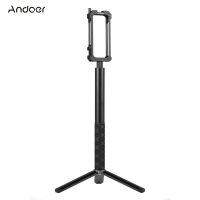 Andoer Camera Video Cage With Dual Cold Shoe Mounts + Invisible Selfie Stick 28Cm-110Cm Adjustable Length + Mini Desktop Tripod Aluminium Alloy Vlog Accessories Replacement For Insta360 X3