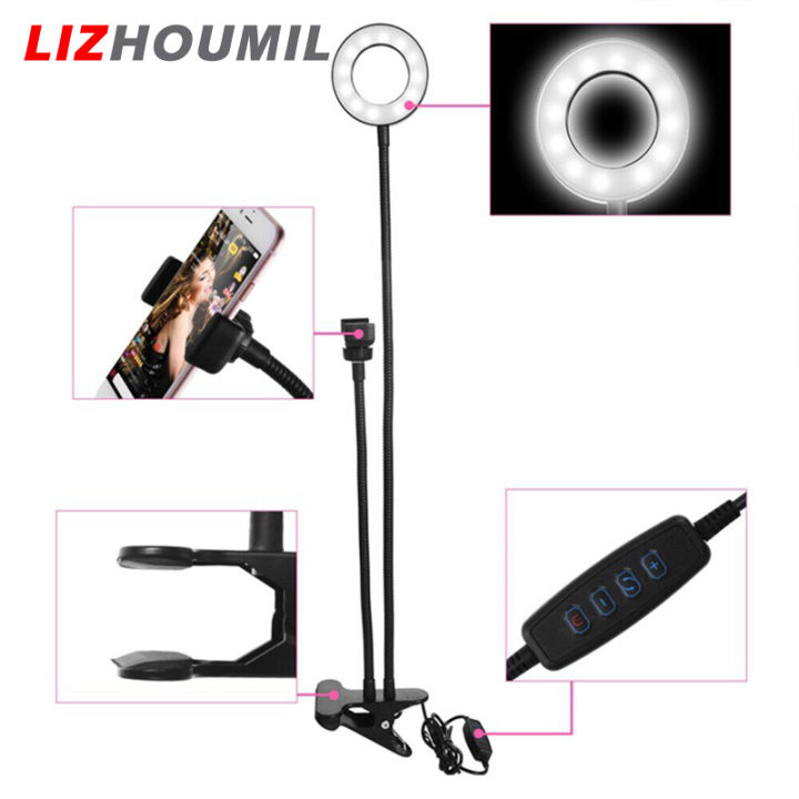 lizhoumil-ไฟ-led-12w-รูปวงแหวนเติม3แบบปรับระดับได้ขายึดโทรศัพท์มือถือไฟตั้งโต๊ะคลิปสำหรับเซลฟี่ความงาม