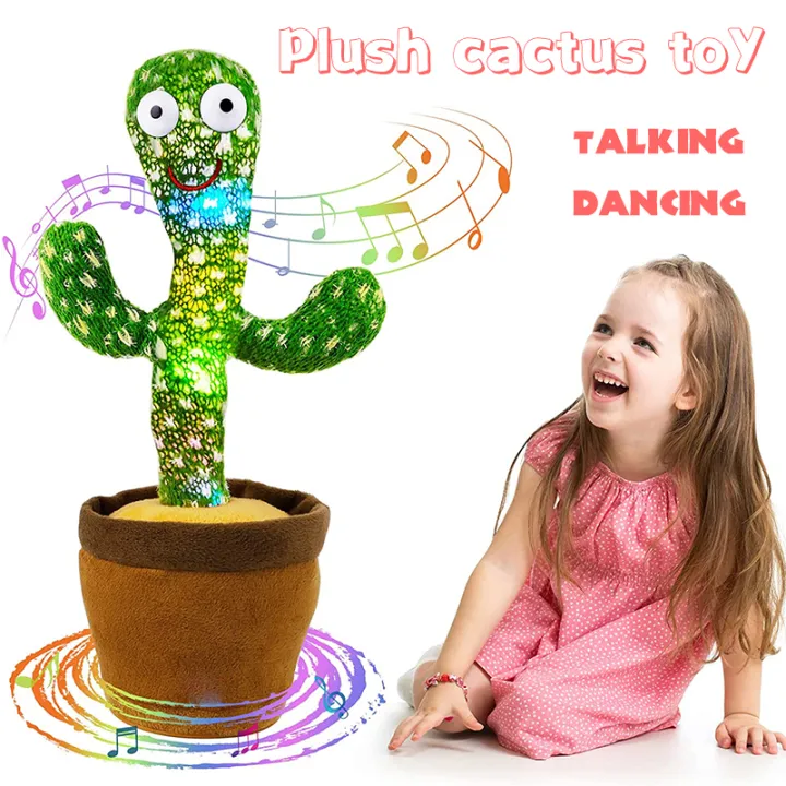 Kids Dancing Talking Cactus Plush Toys,Powered Battery Electronic Plush ...