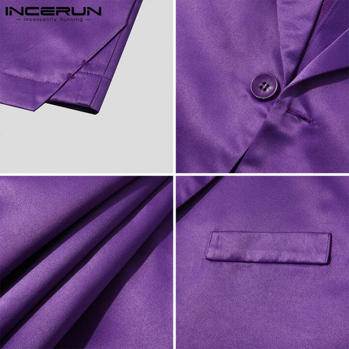 incerun-เสื้อเบลเซอร์แขนยาวสำหรับผู้ชาย-เสื้อแจ็กเก็ตเสื้อตัวสั้นเสื้อคลุมพาร์กาเสื้อโค้ทเสื้อเบลเซอร์สำหรับใส่ไปงานปาร์ตี้ทางการสไตล์เกาหลี