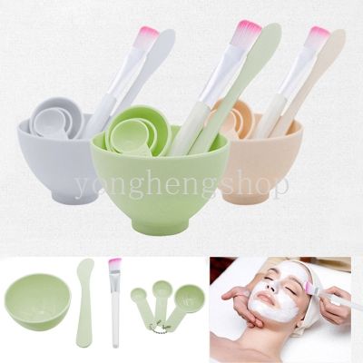 6pcs/set 4 In1 Beauty Skin Care with Brush Mixed Stir Spatula Stick Measuring Spoon Kit Mask Bowl Mixing Brush Makeup Tool