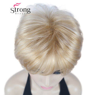 Hot StrongBeauty Short Silky Soft Layered Light Brown Shag Style วิกผมสังเคราะห์เต็มรูปแบบสำหรับผู้หญิง