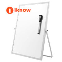 I Know Magnetic Dry Erase Board พร้อมขาตั้งสำหรับเดสก์ท็อป Double Sided White Board Planner Reminder สำหรับโรงเรียนสำนักงาน18x24cm