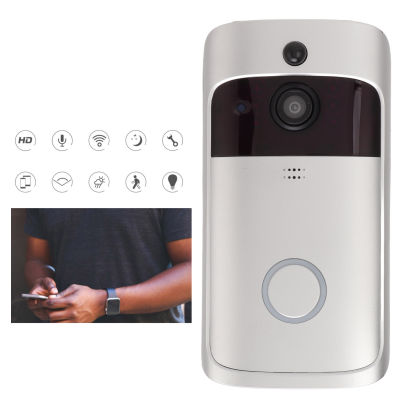 กริ่งประตูเชื่อมต่อโทรศัพท์ภายในวิดีโอ2.4G WiFi ความคมชัดสูงสำหรับความปลอดภัยในบ้านวิดีโอกริ่งประตู
