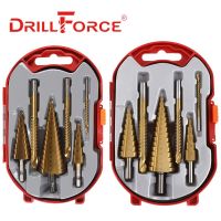 Drillforce 6PCS Step Saw เจาะ Bits Set เครื่องตัดรูโลหะไทเทเนียมงานไม้กรวยแกนเครื่องมือตัด 4-12 / 4-20 / 4-32 / 3/6 / 8mm