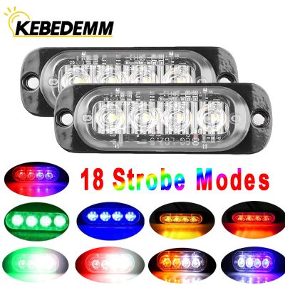 ☏⊕▤ 2Pcs 4LED Car Strobe Warning Light Grill Flashing Breakdown Emergency Light Car Truck Trailer Beacon Lamp LED Side Light For Car