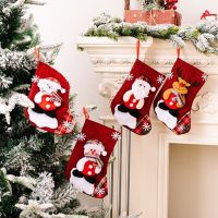 Hot Christmas Stockings Socks Snowman Deer Hanging Xmas Tree Ornaments Christmas Decor for Home New Year 2023 Xmas Gift Bags Socks Tights