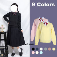 XS-XL Autumn Winter Long Sleeve Knit Tops Pullovers V Neck Couples Sweaters For JK School Uniform Student Clothes