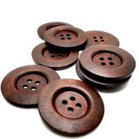 【YF】◘▲▬  10PCS 40mm Dark Big Wood Buttons Clothing Sewing Accessories Crafts Scrapbooking Decoration Supplies SC310