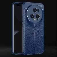 สำหรับ Honor Magic5 Pro เคสโทรศัพท์ TPU กันกระแทกพื้นผิวลิ้นจี่ (สีดำ)