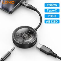 2In1 USB Type-C To USB C/3.5Mm Earphone Adapter Headphone DAC Audio Aux Converter Digital Decoder PD60W Fast Charge Adaptador