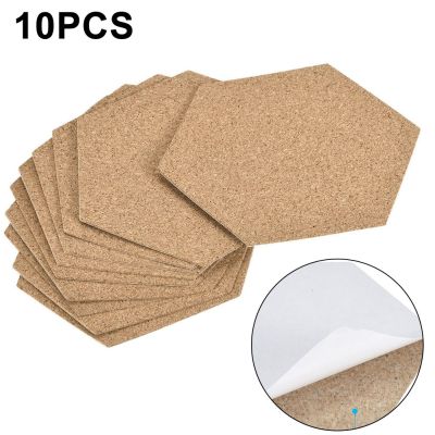 【CC】▧  10pcs Hexagon Coasters Cup Adhesive Backed  Wood Anti-slip Placemat 100x85x1mm Gadgets