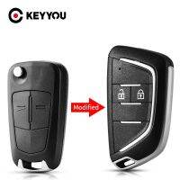 KEYYOU เคสที่ห้อยกุญแจรถรีโมทพับได้สำหรับ Vauxhall โอเพลซาฟีล่า B Astra H Corsa D Vectra C สัญลักษณ์แอสตร้าเวคทรา2ปุ่ม