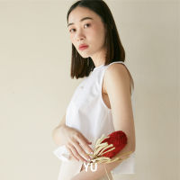 YU Sleeveless Crop Top White (สีขาว)