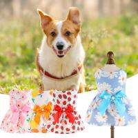 Pet Dress Pet Skirt Two-legged Sweat-absorbent Breathable Colorfast Button Closure Dress Up Floral Printing Princess Style Dresses