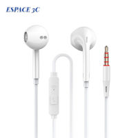 Espace S18ชุดหูฟังแบบมีสายควบคุมพร้อมไมโครโฟนซับวูฟเฟอร์ในสายแฮนด์ฟรีสำหรับการโทรหูฟังตามหลักสรีรศาสตร์