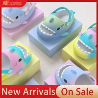 Summer Shark Slippers For Children Cold Slippers Indoor Non-Slip Soft Bottom Comfort Cute Baby Hole Shoes Boys Girls Home Slides