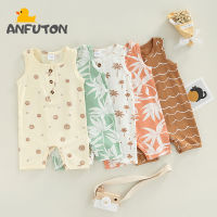 ANFUTON 0-24เดือนเด็กฤดูร้อนผ้าฝ้ายเสื้อผ้าเด็กวัยหัดเดินทารกชายหญิงแขนกุดปุ่มพิมพ์ O-คอเสื้อคลุมหลวมๆเหมาะสมกับหลวมเสื้อผ้าลำลอง