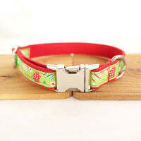 Pet Collar Leash Animals Dog Accessories Red Print Polyester Franse Bulldog American Bully Puppy Lead Guide Accessoires Chien