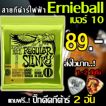 สายกีตาร์ไฟฟ้า ERNIE BALL®  เบอร์ 10 แถมฟรี! ปิ๊กดีดกีต้าร์ 