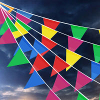 100M Multicolored Triangle 150 Flags Bunting Banner Pennant Festival Multi Color Pennant Banners String Flag For Outdoor Decor