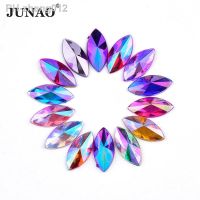 JUNAO 5x10mm 7x15mm Mix Color AB Crystal Rhinestone Applique Flat Back Decoration Crystal Strass Non Sewing Stone for DIY Crafts