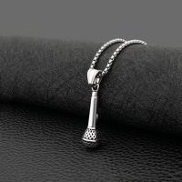 Hiphop Music Microphone Pendant Necklace Men Jewelry Stainless Steel Rock DJ Rapper Necklaces Mens Jewellery 55cm Fashion Chain Necklaces