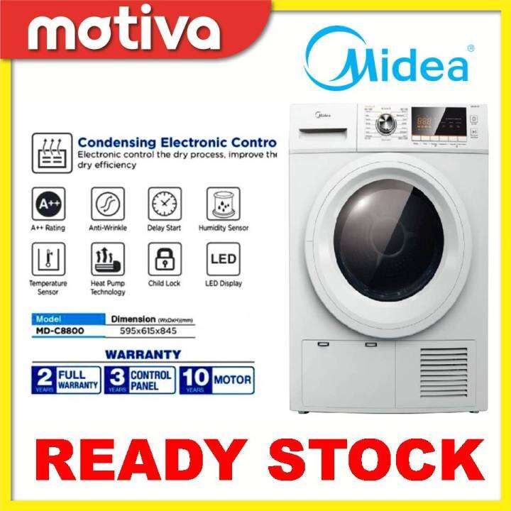 Midea Dryer MDC8800 8KG with Condensing Electronic Control Heat Pump MD ...