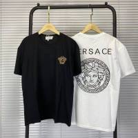 Versace-NEW ดั้งเดิมเสื้อสำหรับทั้งหญิงและชายแขนสั้นใหม่ฤดูใบไม้ผลิและฤดูร้อน2023คู่เสื้อยืดแฟชั่นแขนสั้น9449