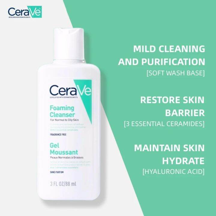 CeraVe Foaming Facial Cleanser For Oily Skin Face Wash With Hyaluronic ...