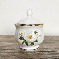 【cw】Bone China Sugar Bowl with Lid Porcelain Coffee Ware Fashion Ceramic Coffee Canister Storage Jars Kitchen Seasoning ！