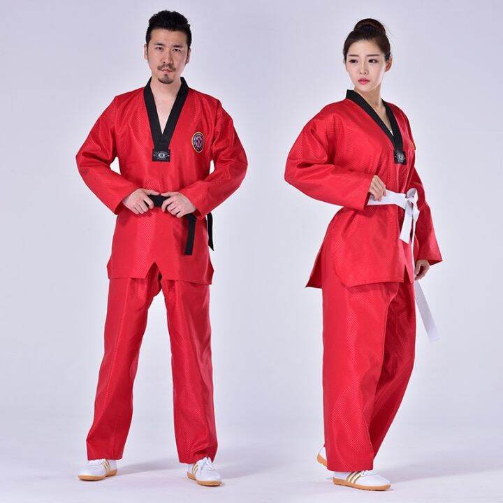 Red Taekwondo Uniform Blue TKD Coach Suit Karate Judo Training