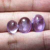 16.45 ct พลอยแท้ อเมทิสต์ ทรงไข่หลังเบี้ย สีม่วง 3 ชิ้น