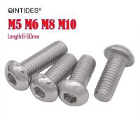 QINTIDES 50/500Pcs Length 6-50mm M5 M6 M8 M10 Hexagon socket button head screws 304 stainless steel Mushroom Head Hex Screws Nails Screws  Fasteners