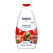 Gel tắm tạo bọt cho trẻ em Bobini Fun mềm mịn hương mâm xôi 1+ tuổi 500ML